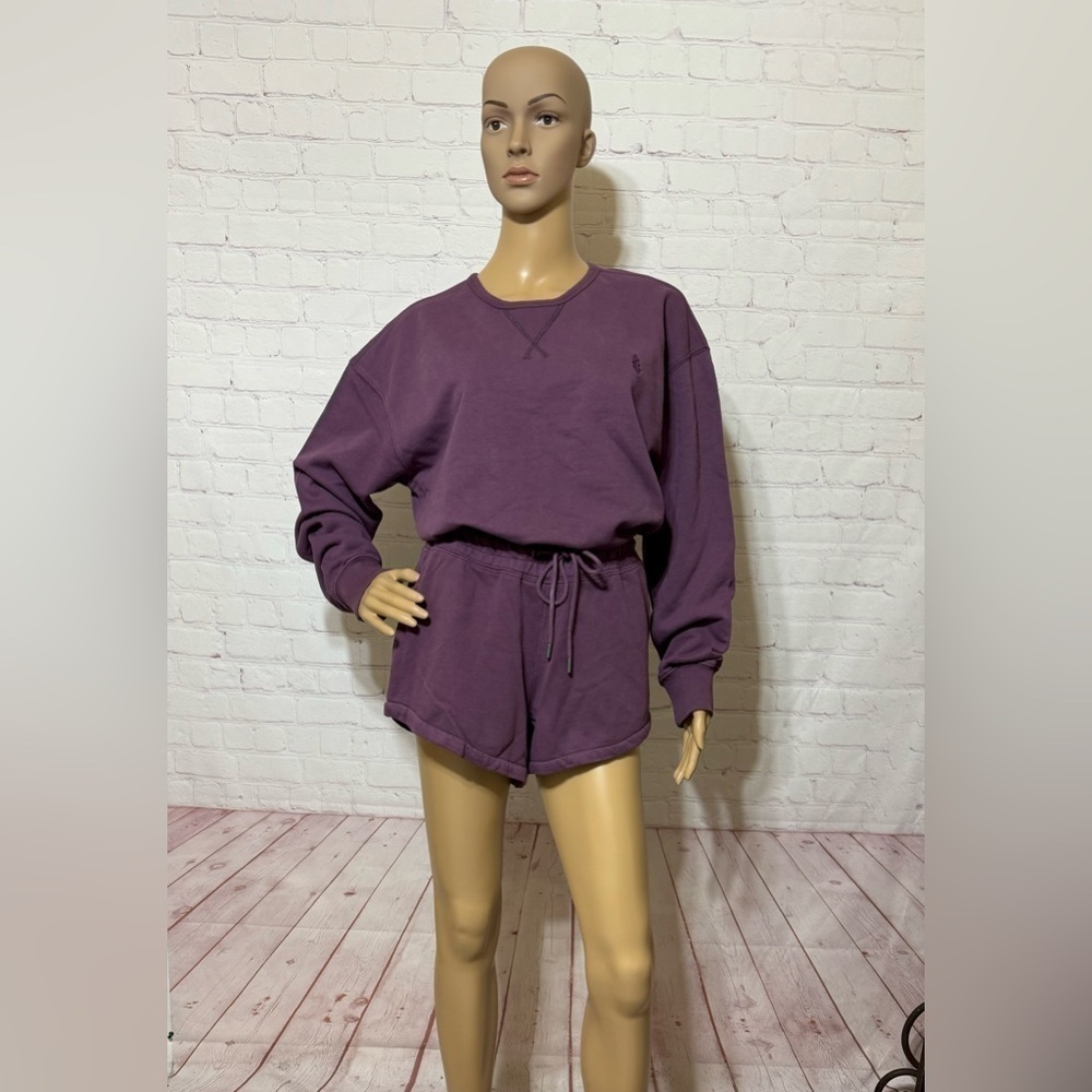 FREE PEOPLE “Best of Romper” women’s Shortsie jumpsuit Long sleeves Purple S NWT - Picture 3 of 16